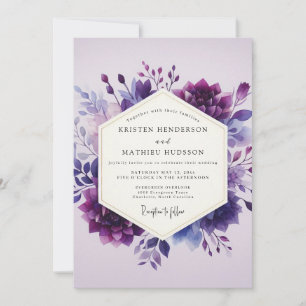 Amethyst Aquarelle Bloom Wedding Invitation