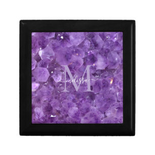 Amethyst Birthstone Monogram Personalized Name Gift Box