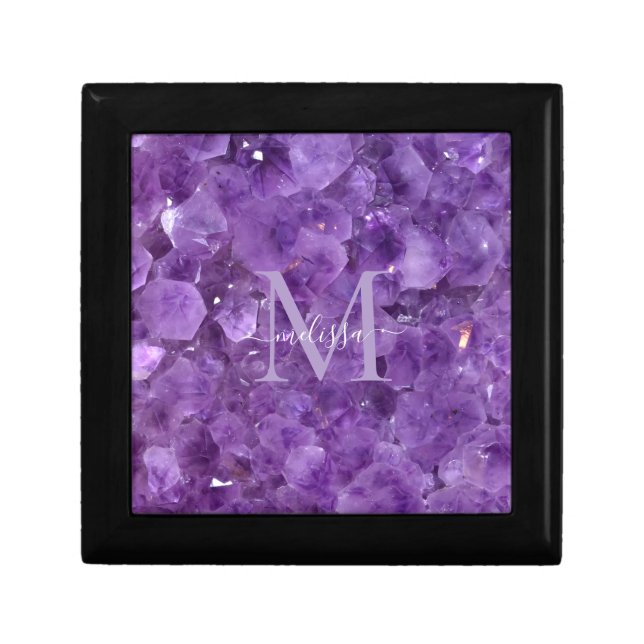 Amethyst Birthstone Monogram Personalized Name Gift Box (Front)