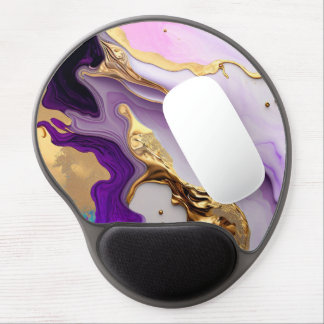 Amethyst & Blush Marble with Liquid Gold Gel Mouse Pad