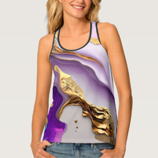 Amethyst & Blush Marble with Liquid Gold Tank Top