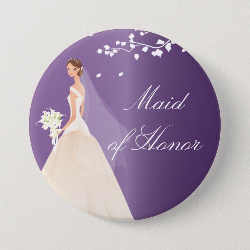 Amethyst Bride Maid of Honor Bridal Party  Button