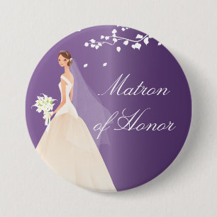 Amethyst Bride Matron Honor Bridal Party Button