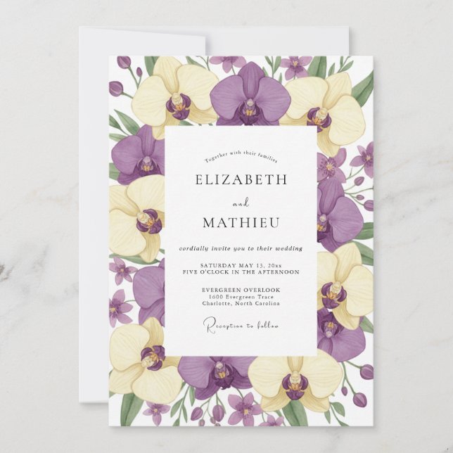 Amethyst Butter Orchid Wedding Invitation (Front)