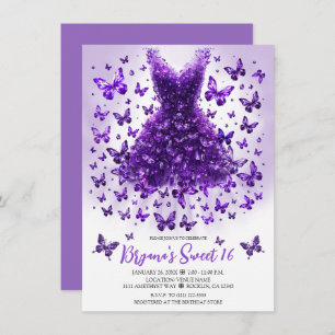Amethyst Butterfly Dress February Birthstone Invitation