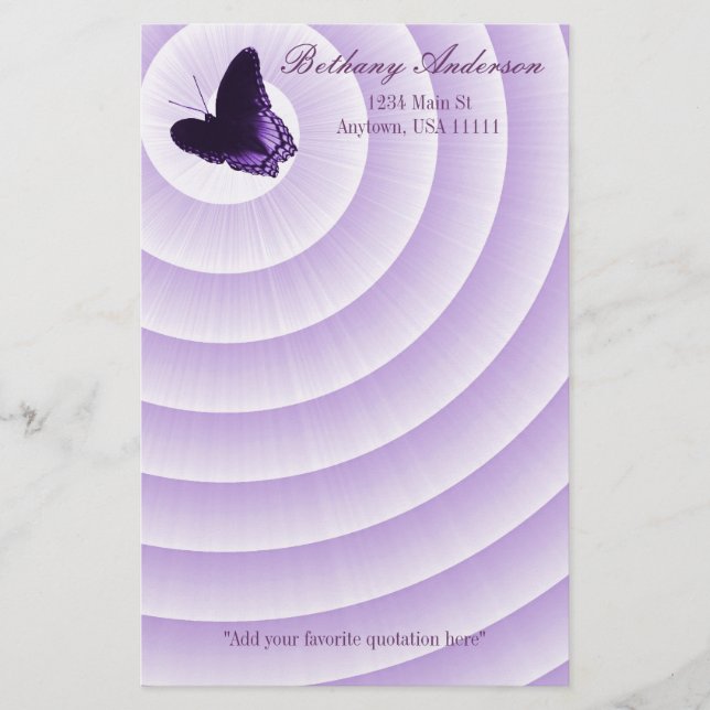 Amethyst Butterfly Stationery (Front)