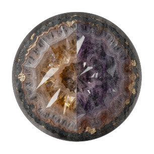 Amethyst Citrine Split Geode Crystal Luxury Cutting Board