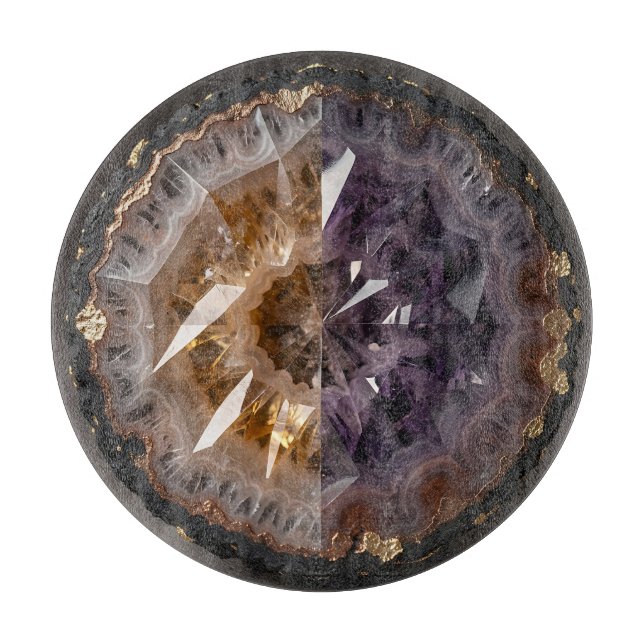 Amethyst Citrine Split Geode Crystal Luxury Cutting Board (Front)