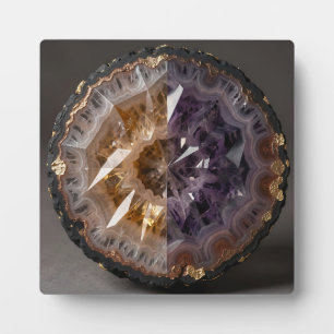 Amethyst Citrine Split Geode Crystal Luxury Plaque