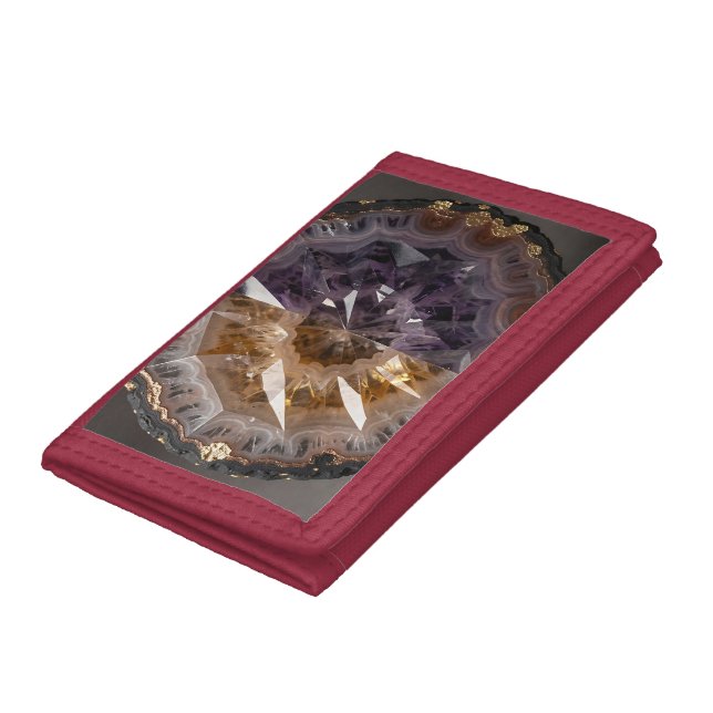 Amethyst Citrine Split Geode Crystal Luxury Tri-fold Wallet (Bottom)