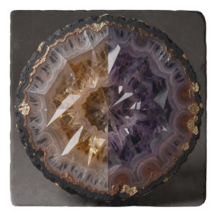 Amethyst Citrine Split Geode Crystal Luxury Trivet