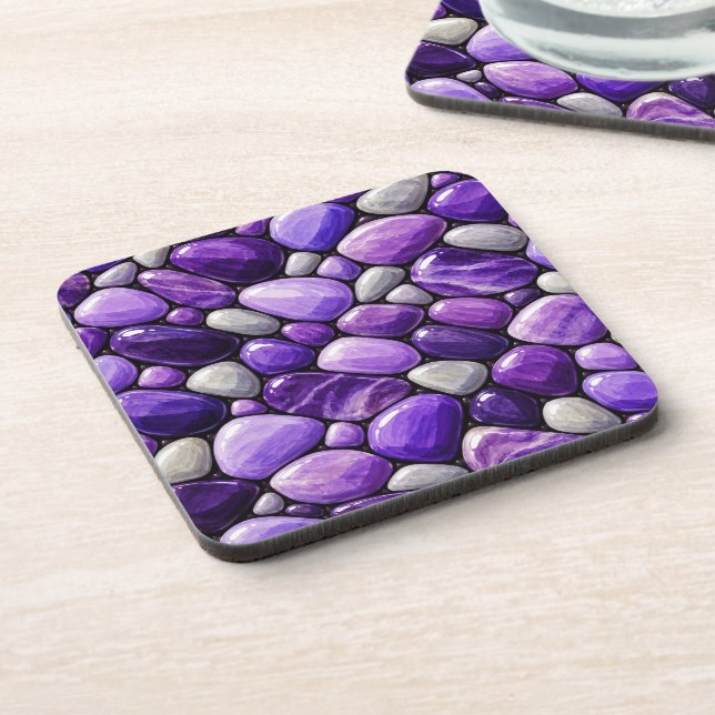 Amethyst Cobbles Beverage Coaster (Left Side)