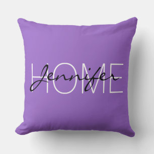 Amethyst color home monogram throw pillow