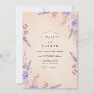 Amethyst Cream Wisteria Wedding Invitation