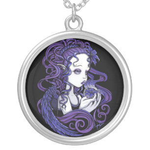 "Amethyst" Crystal Ball Angel Necklace