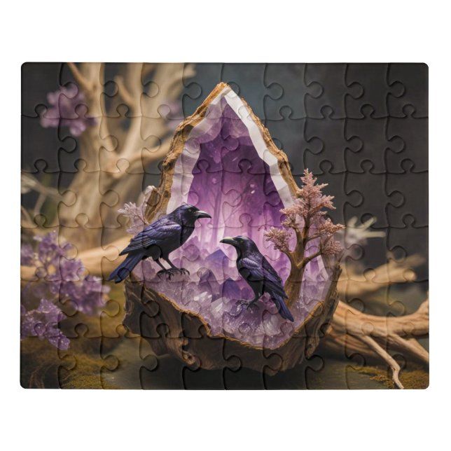 Amethyst Crystal - Blackbirds Ravens  Jigsaw Puzzle (Puzzle Horizontal)