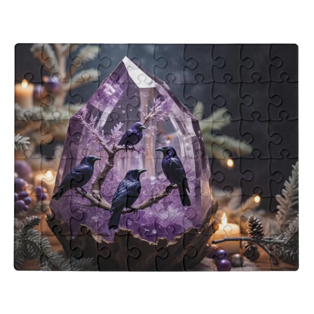 Amethyst Crystal - Blackbirds Ravens  Jigsaw Puzzle (Puzzle Horizontal)