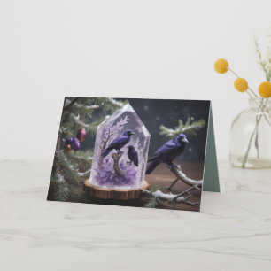 Amethyst Crystal - Blackbirds Ravens  Letterpress Thank You Card