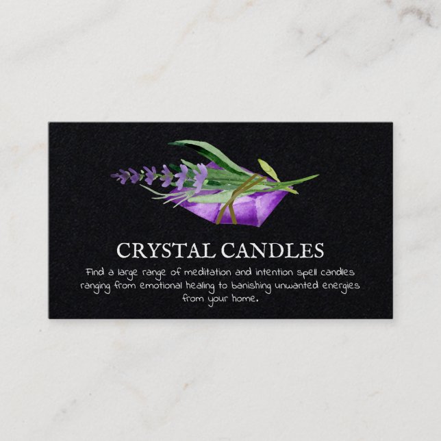 Amethyst Crystal Candle Intention Spell Business C Card (Front)