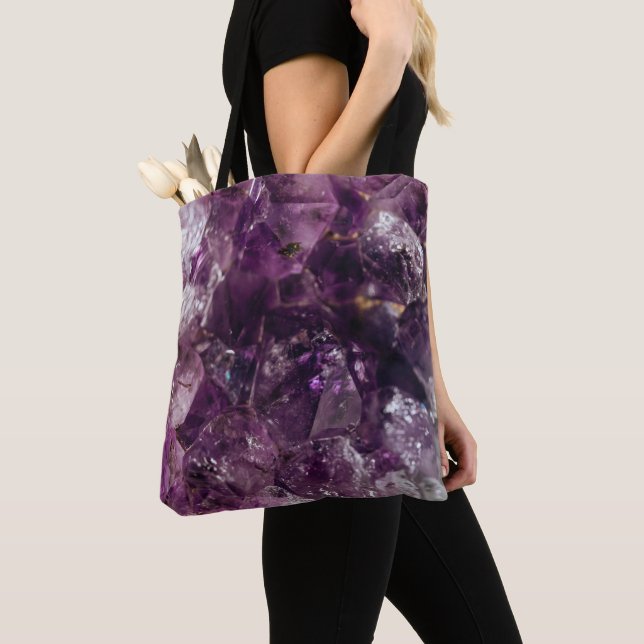 Amethyst Crystal Cleansing Calming Energy Tote Bag (Close Up)