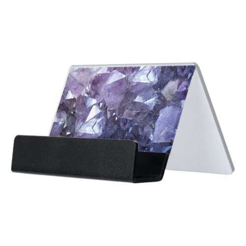 Amethyst Crystal Cluster Desk Business Card Holder