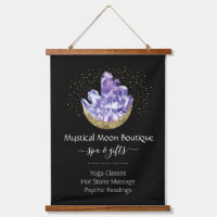 Amethyst Crystal Cluster Gold Crescent Moon Mystic