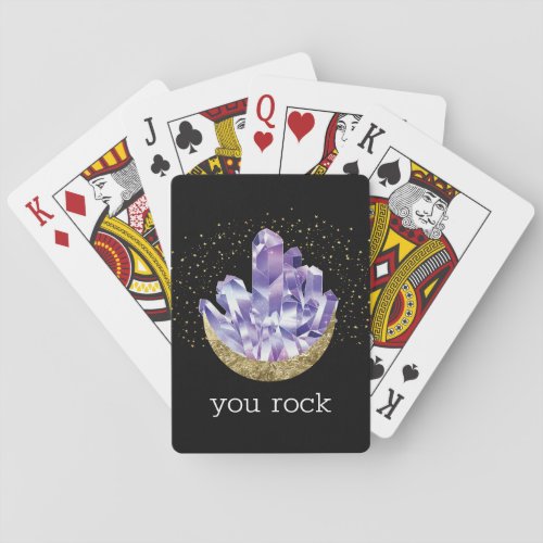 Amethyst Crystal Cluster Gold Crescent Moon Mystic Playing Cards