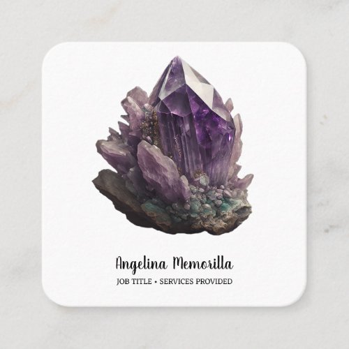 Amethyst Crystal Cluster Square Business Card