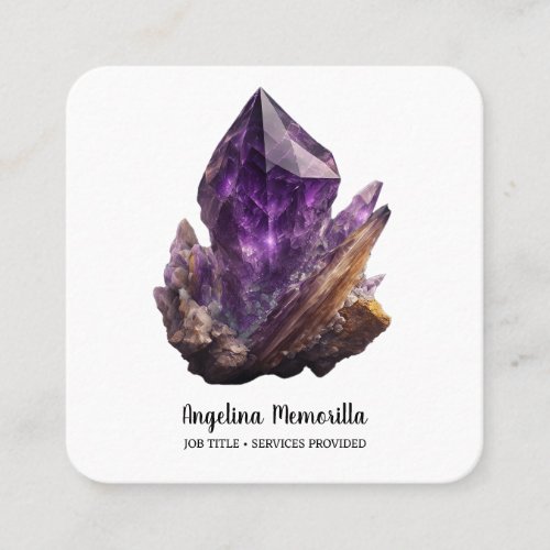 Amethyst Crystal Cluster Square Business Card