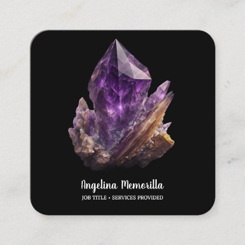 Amethyst Crystal Cluster Square Business Card