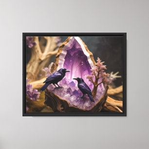 Amethyst Crystal - Crows Ravens Canvas Print