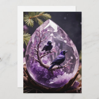 Amethyst Crystal - Crows Ravens Christmas Holiday Card