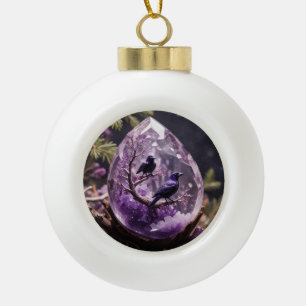 Amethyst Crystal - Crows Ravens Christmas Ornament