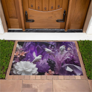Amethyst Crystal - Garden Flowers Dove Doormat