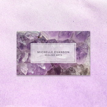 Amethyst Crystal Healing Arts Business Card by whimsydesigns at Zazzle