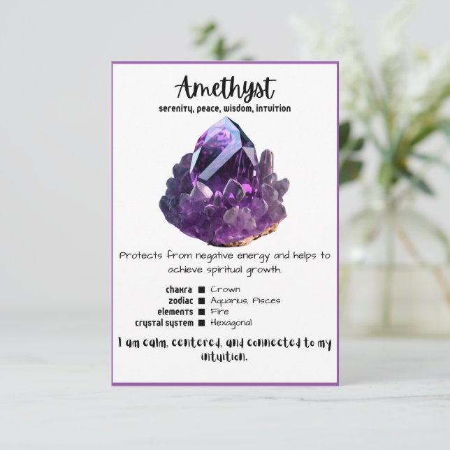 Amethyst Crystal Meaning Card (Standing Front)
