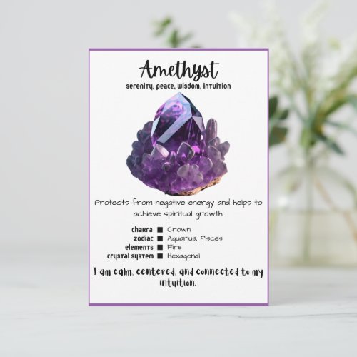 Amethyst Crystal Meaning Card