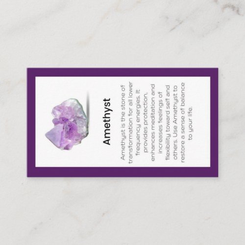 Amethyst Crystal Meaning Jewelry Display Card  