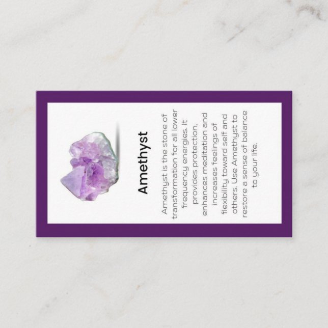 Amethyst Crystal Meaning Jewelry Display Card   (Front)