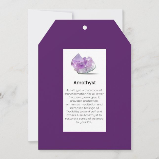 Amethyst Crystal Meaning Jewelry Display Card (Front)