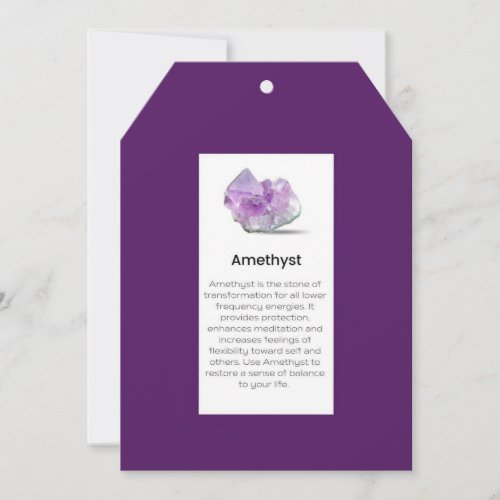 Amethyst Crystal Meaning Jewelry Display Card