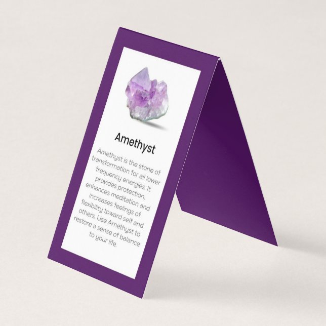 Amethyst Crystal Meaning Jewelry Display Card (Front)