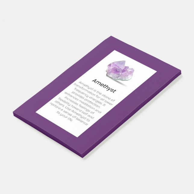 Amethyst Crystal Meaning Jewelry Display Card Post-it Notes (Angled)