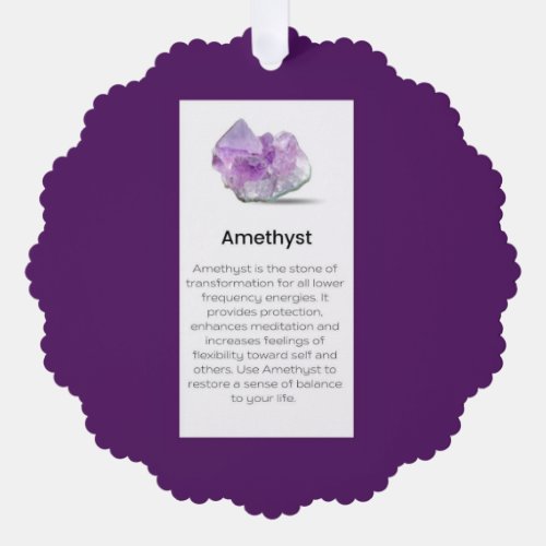 Amethyst Crystal Meaning Jewelry Display Gift Tag Ornament Card