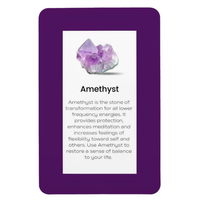 Amethyst Crystal Meaning Jewelry Display Sign Magnet (Vertical)
