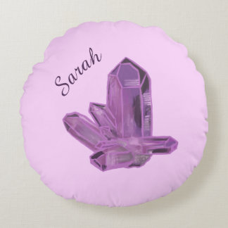 Amethyst Crystal Ornament – Protection & Calm Round Pillow