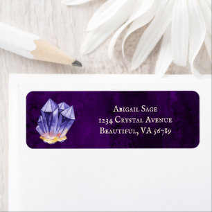 Amethyst Crystal Purple and Gold Address Label