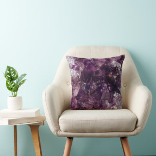 Amethyst Crystals Throw Pillow