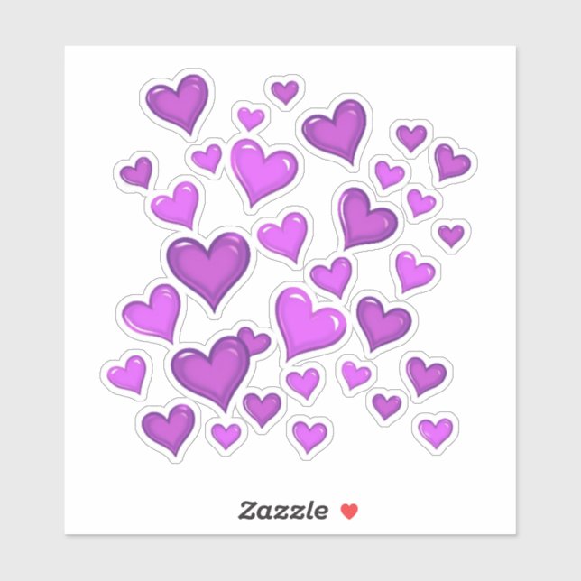 Amethyst Dancing Hearts Sticker (Sheet)