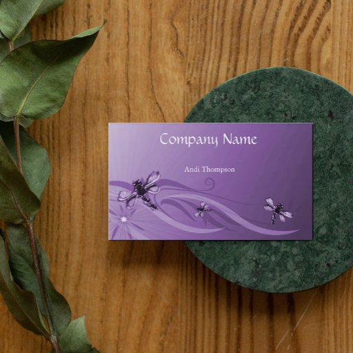 Customizable Amethyst Dragonflies Business Card